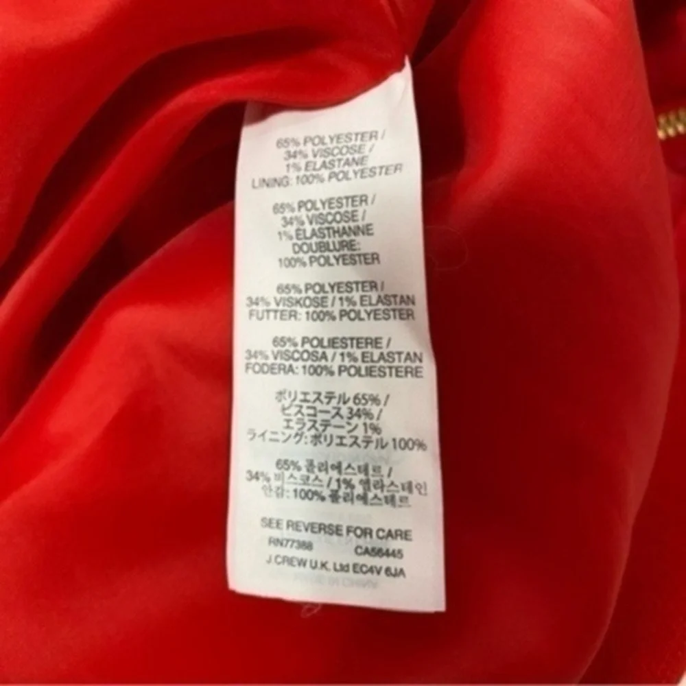 J. Crew Double Zip Shift Dress Size 10 Color Red